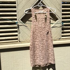 Pink lace rose tank top